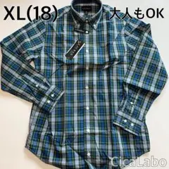 【新品】ラルフローレン ローレン 長袖シャツ ブルーチェック XL(18)