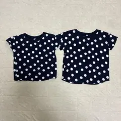 無印良品　半袖Tシャツセット　110 120 双子　年子　お揃い　ドット　紺色のサムネイル