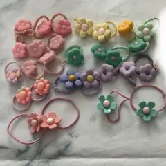 カラフル花柄ヘアゴムセット 約30個