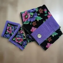 フェイラー 花柄 バスタオルと同柄タオルハンカチの2枚セット