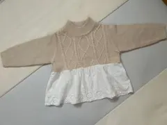 女の子 トップス 100 ニット ベージュ 長袖
