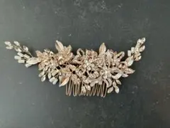 ヘッドドレス 小枝　ピンクゴールド　ウェディングヘアアクセサリー　結婚式
