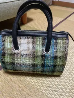 チェック柄ファブリックハンドバッグ