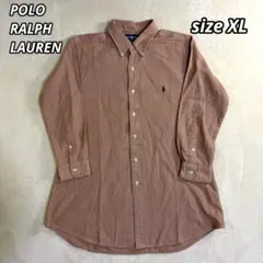 【古着】ラルフローレン 長袖 ボタンダウンチェックシャツ ヘリンボーン XL