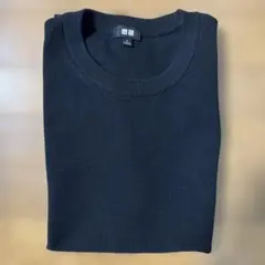 【超美品】UNIQLO ウォッシャブルミラノリブニットTシャツ ブラック