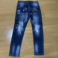 ダメージ加工スリムフィットデニムパンツ