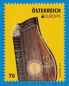 2528 オーストリア ヨーロッパ切手・楽器 ツィター 1種完 2014年