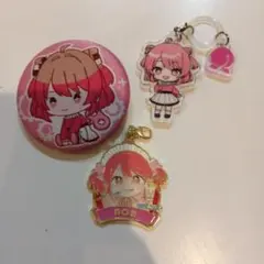 カラフルピーチ のあ3点セット キーホルダー めじるしチャーム 刺繍缶バッジ