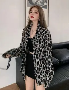 レオパード柄 ヒョウ柄 総柄シャツ