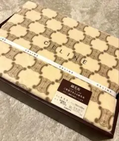 CELINE セリーヌ 綿毛布 マカダム柄 クリーム色