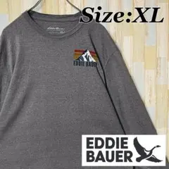 Eddie Bauer クルーネック プリント 長袖 Tシャツ グレー