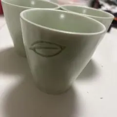 淡い緑色の葉模様 湯飲み 3個セット