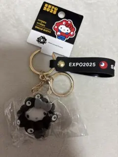 大阪・関西万博 ミャクミャク ハローキティ キーホルダー ストラップ 黒