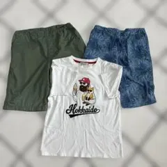 150㌢キッズ服 3点セット Tシャツ ショートパンツのサムネイル