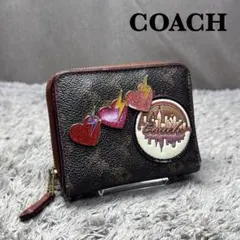 状態考慮 希少 COACH コーチ PVC 馬車柄 二つ折り財布 ラウンドジップ