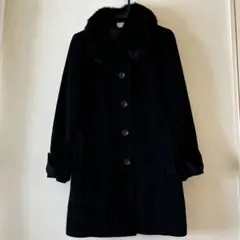 【美品】エマジェイムス アンゴラ混 ロングコート ブルーフォックスファー 黒 9のサムネイル