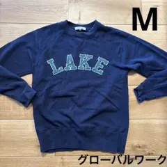 GLOBAL WORK LAKE刺繍スウェット M ネイビー