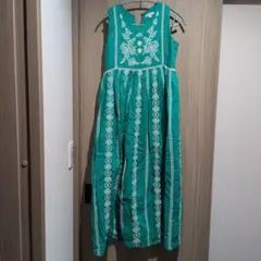 FREAK'S STORE グリーン刺繍ノースリーブワンピース