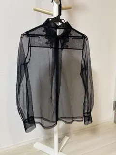 ❤️一度着用のみ美品❤️gentilジャンティおしゃれブラックシースルーカットソーM ❤️一度着用のみ美品❤️gentilジャンティおしゃれブラックシースルー