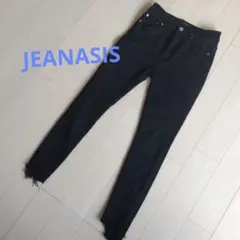 JEANASIS ブラックスキニーデニム フリンジ裾