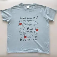 くまのプーさん 半袖Tシャツ 水色 Mサイズ レディース ディズニー