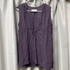 Studio Clip リネンノースリーブシャツ パープル