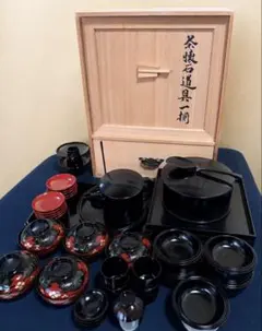 輪島塗 茶平一斎 懐石家具 五客揃 茶懐石 懐石道具一式 茶懐石道具 共箱 輪島塗 茶平一斎 懐石家具 五客揃 茶懐石 懐石道具一式 茶懐石道具 共