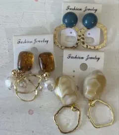 3点セット　455 ハンドメイド　樹脂　金属　ピアス　まとめ売り
