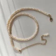 更に値下げ❗️艶々　ナチュラルカラー　淡水パールネックレス　小粒