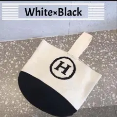 【特価☆早い者勝ち❗️Hロゴ　ワンショルダーバッグ　ニット　バイカラー】