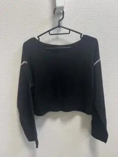ブラック クロップドニット Mサイズ