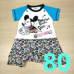 ミッキーマウス ロンパース ディズニー 80 男の子 レオパード ヒョウ柄 半袖