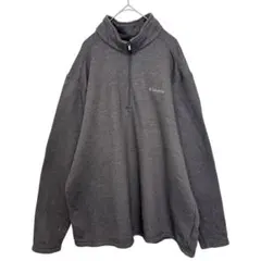 ️【美品】コロンビア　ハーフジップ　スウェット　長袖　刺繍　グレー　2L　古着