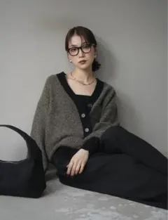 ブークレバイカラーニットカーディガン　リュミエ