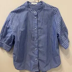 a.v.v キッズブラウス　140 ブルー　ストライプ