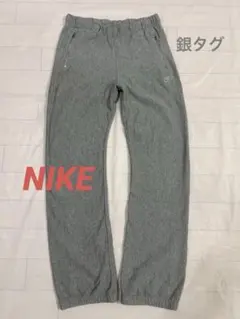 90s 00s 銀タグNIKE スウェットパンツ 刺繍ロゴ グレー Mストリート