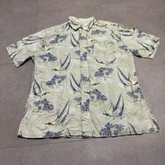 Croft&barrow 半袖シャツ　アロハシャツ　ベージュ　総柄　usa Lのサムネイル