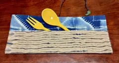 ハンドメイド 藍草木染　お弁当用箸ケース(木目絞り)