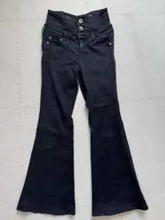 GYDA ハイウエスト バッククロスフレアパンツ