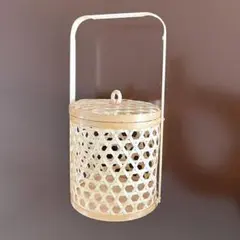 竹製円形バスケット 蓋付き♡美品