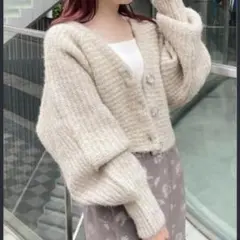 NICE CLAUP 淡色ニットカーディガン
