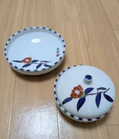 【昭和レトロ】秀峰 椿柄 鉢 2点セット