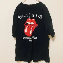 ローリングストーンズ 1975北米ツアー バンドTシャツ 黒 XL ヴィンテージ
