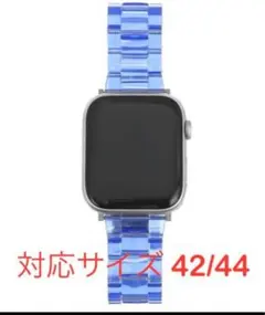 Apple Watch バンド ベルト クリア ブルー 42/44mm
