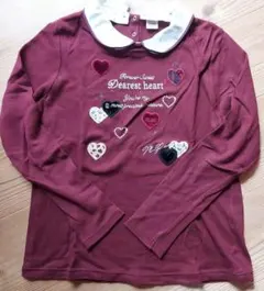 美品★メゾピアノジュニア★100%棉★えんじ色★長袖Ｔシャツ★サイズＭ150