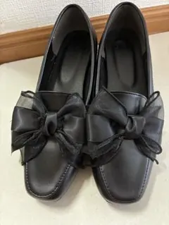 GRL リボンローファー[ci546] ブラック 23.5 4cmヒール 23