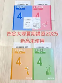 【新品未使用】四谷大塚4年生 2025夏期講習 教材セット（4教科）＋カード×2