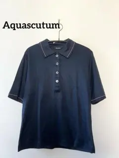 アクアスキュータム　ポロシャツ　トップス　ネイビー　L相当　美品のサムネイル