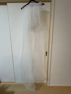 手作り　ロングウェディングベール コーム付き ホワイト