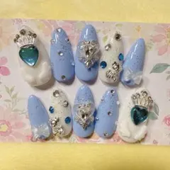 【現品】量産型 ゆめかわ 韓国 推し フレンチ 水色 ネイルチップ